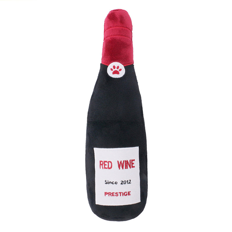 Brinquedo de Pelúcia com Som em Formato de Garrafa de Vinho e Rosquinha para Cães e Gatos