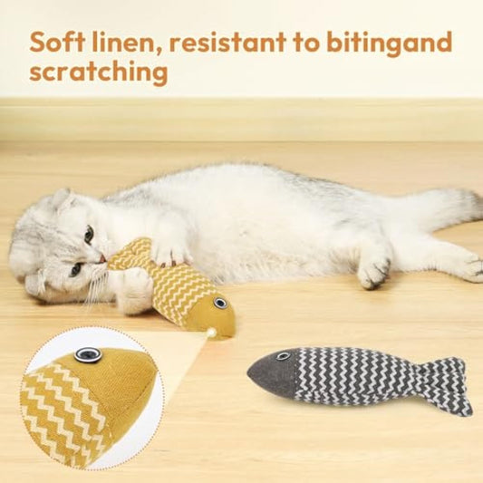 Kit com 3 Brinquedos de Catnip em Formato de Peixe para Gatos de Apartamento