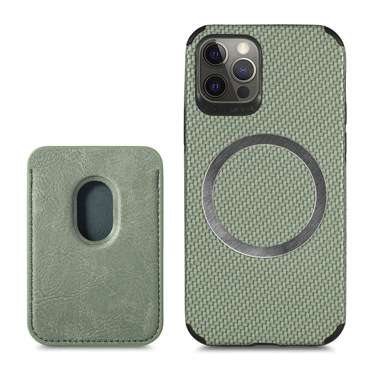 Capa de Celular XR com Porta-cartões Magnético e Padrão de Fibra de Carbono