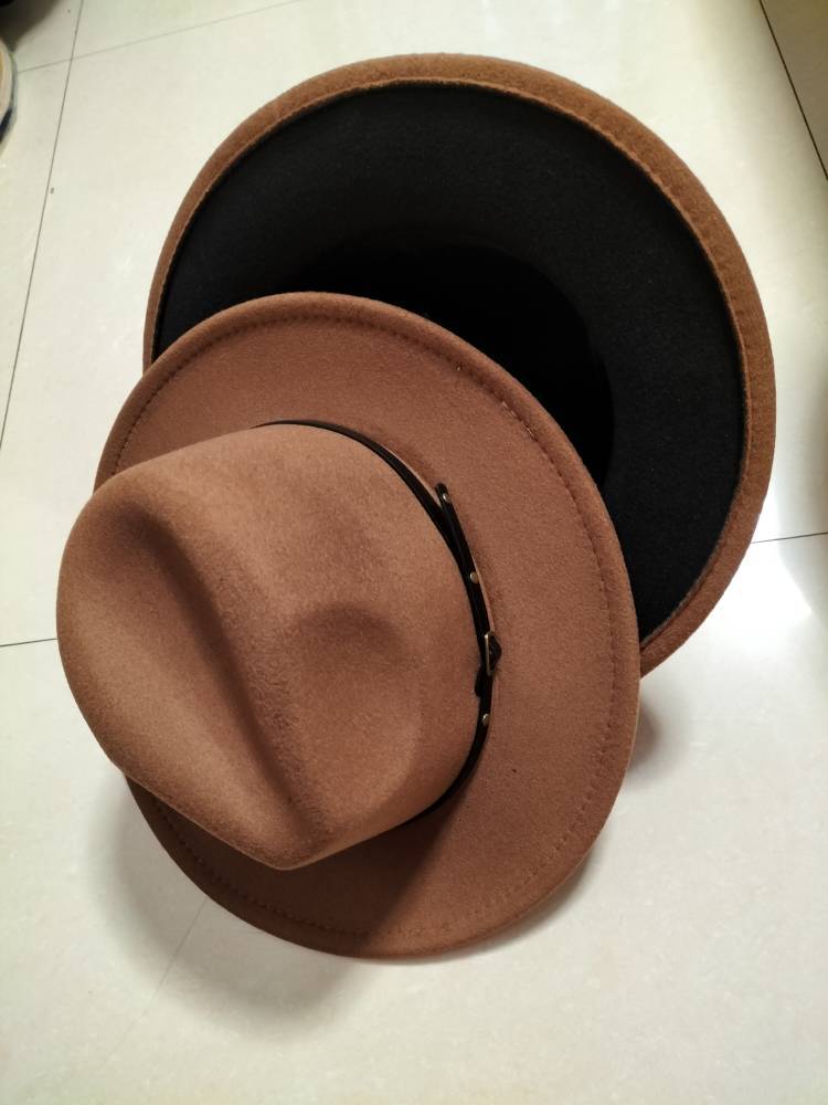 Chapéu Fedora Jazz de Aba Reta de Lã Colorido