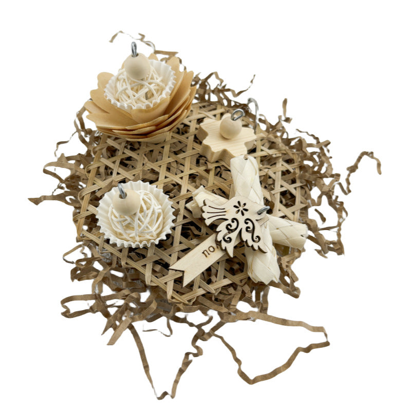 Brinquedo de Roer com Bola de Fibra Vegetal Natural para Papagaios