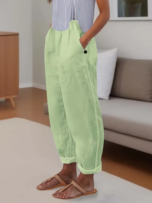 Calça Reta Casual Social com Bolsos Feminina