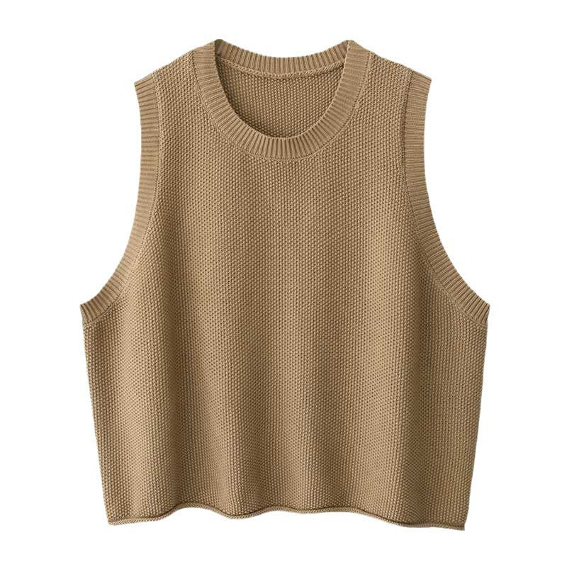 Colete Sem Mangas Liso com Gola Redonda Feminino