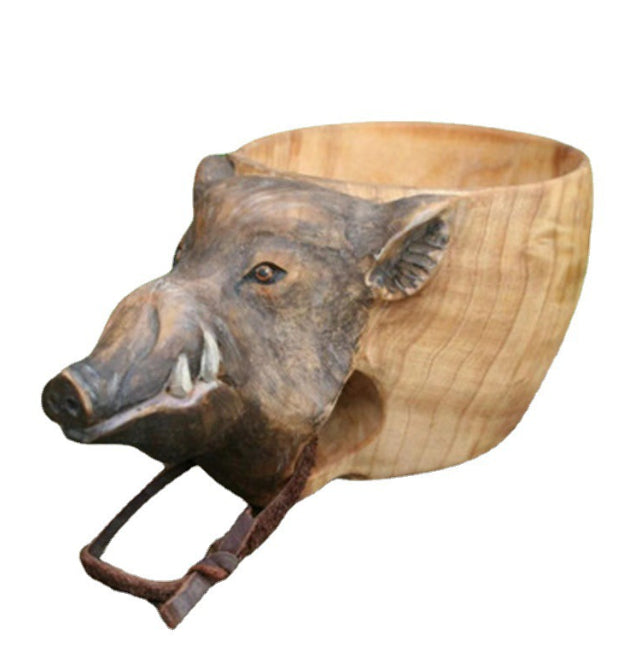 Caneca de Madeira Entalhada Estilo Kuksa