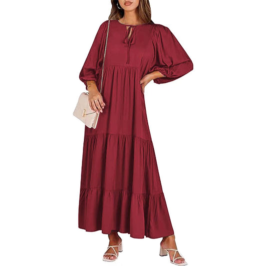 Vestido Boho Vintage Estampado Solto com Decote em V e Manga Curta Feminino - Verão