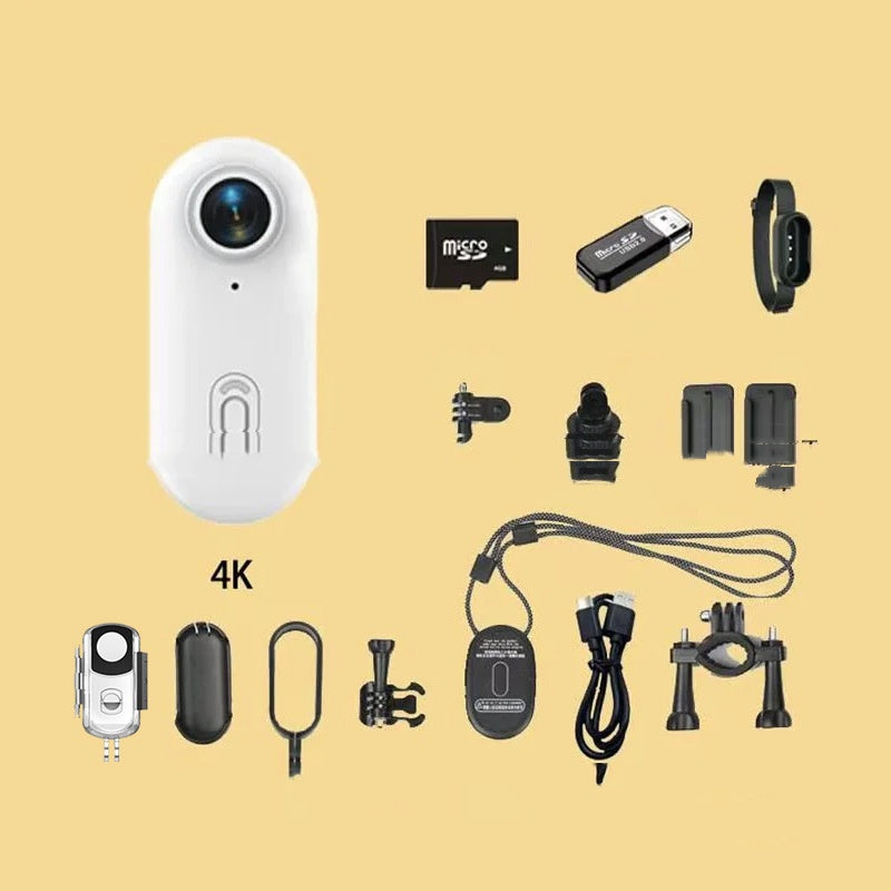 Câmera Esportiva para Capacete de Moto e Bicicleta, Mini Câmera de Ação 4K Profissional e Câmera Corporal