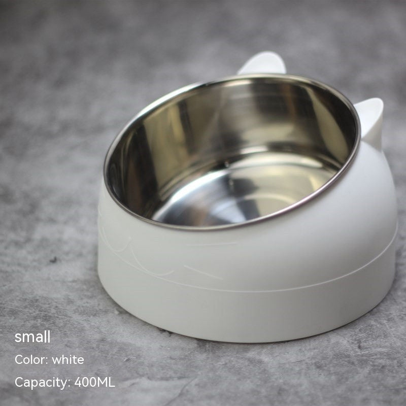 Comedouro Duplo de Aço Inoxidável Inclinado com Proteção Cervical para Pets