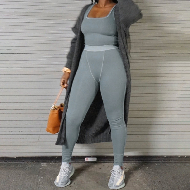 Conjunto de Colete e Calça para Yoga e Esportes Feminino