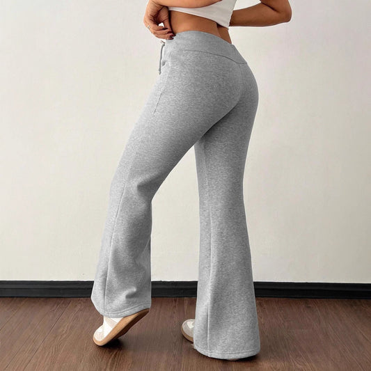 Calça de Moletom com Forro de Fleece de Cintura Alta Lisa