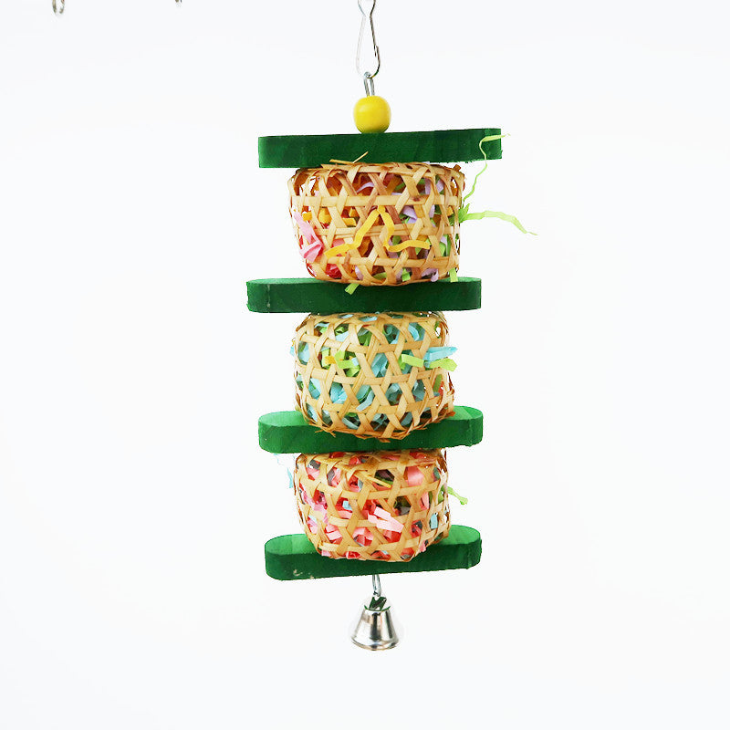 Brinquedo de Roer com Espetos de Rattan, Papel e Madeira para Papagaios