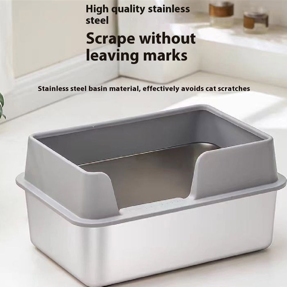 Caixa de Areia de Inox com Borda Alta Anti-respingo
