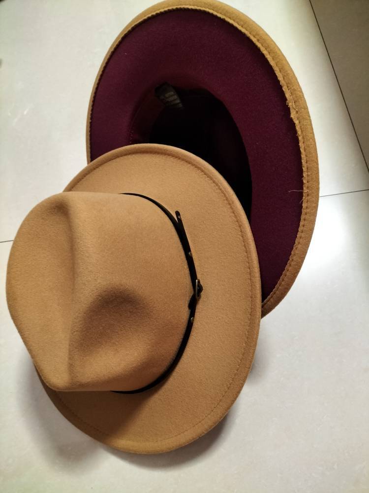 Chapéu Fedora Jazz de Aba Reta de Lã Colorido