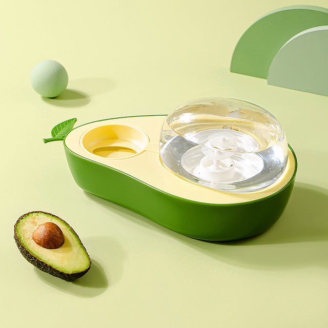 Bebedouro Automático em Formato de Abacate com Comedouro de Alimentação Lenta
