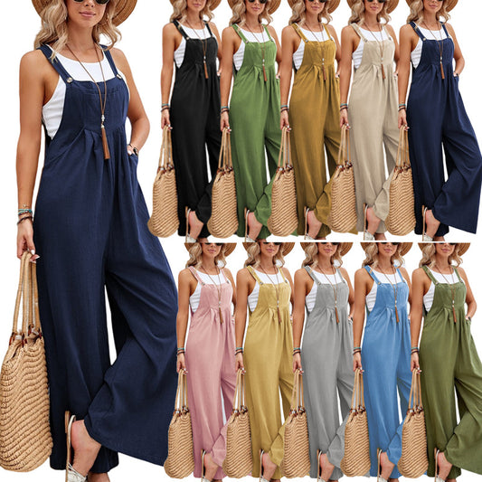 Macacão Jardineira Liso Casual Feminino