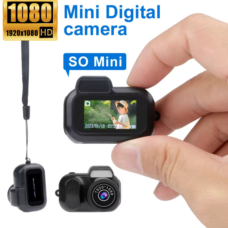 Mini Câmera Retrô com Tela, 1080p HD, Portátil e Muito Pequena, para Uso Interno e Externo, Presente