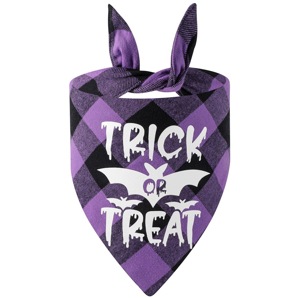 Bandana de Halloween Xadrez que Brilha para Pets