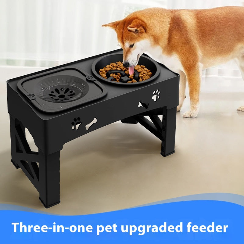 Comedouro Duplo de Inox com Altura Ajustável para Pets