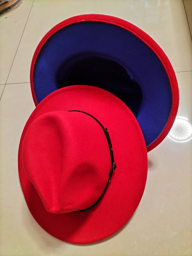 Chapéu Fedora Jazz de Aba Reta de Lã Colorido