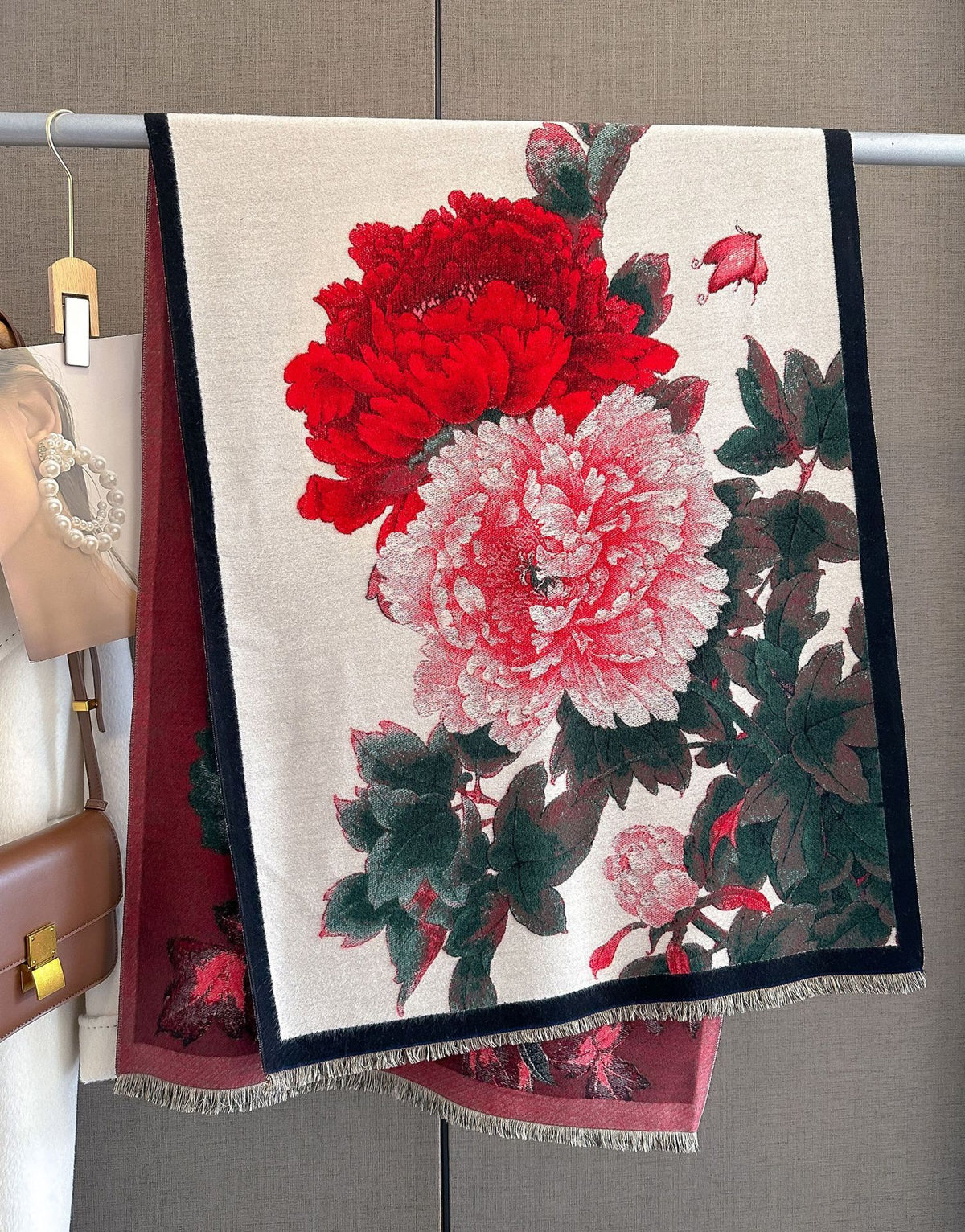 Cachecol Floral Retrô Estilo Cashmere Grosso e Quentinho