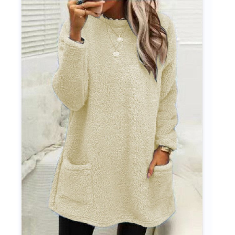Moletom Longo de Fleece com Bolsos Feminino - Inverno