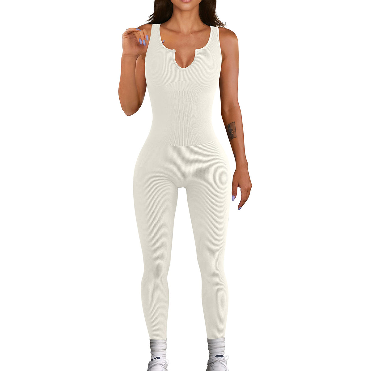 Macacão Colete Sem Mangas de Alta Elasticidade Feminino
