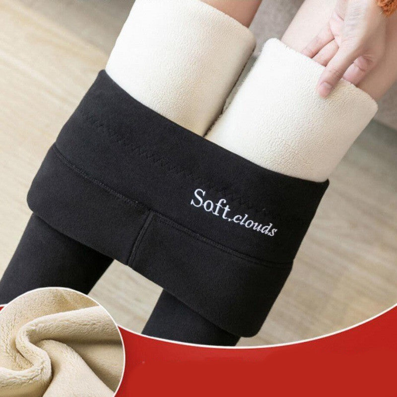 Legging de Cintura Alta Grossa com Forro de Veludo Slim Feminina