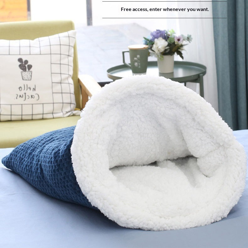 Cama Térmica de Fleece para Gatos - Saco de Dormir Aconchegante