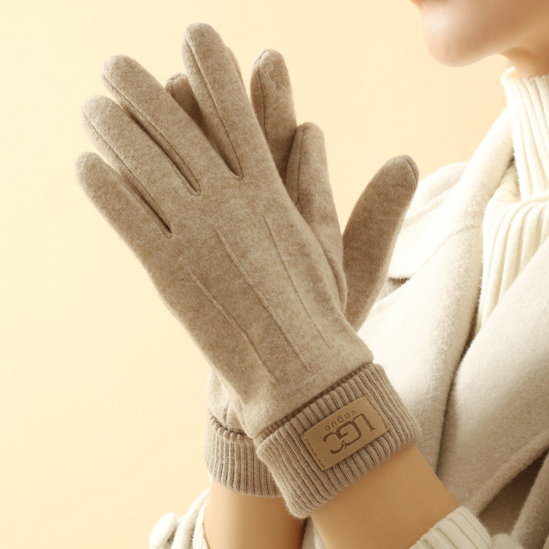 Luvas Quentinhas Estilo Cashmere com Forro de Fleece e Tela Touch Femininas - Ciclismo
