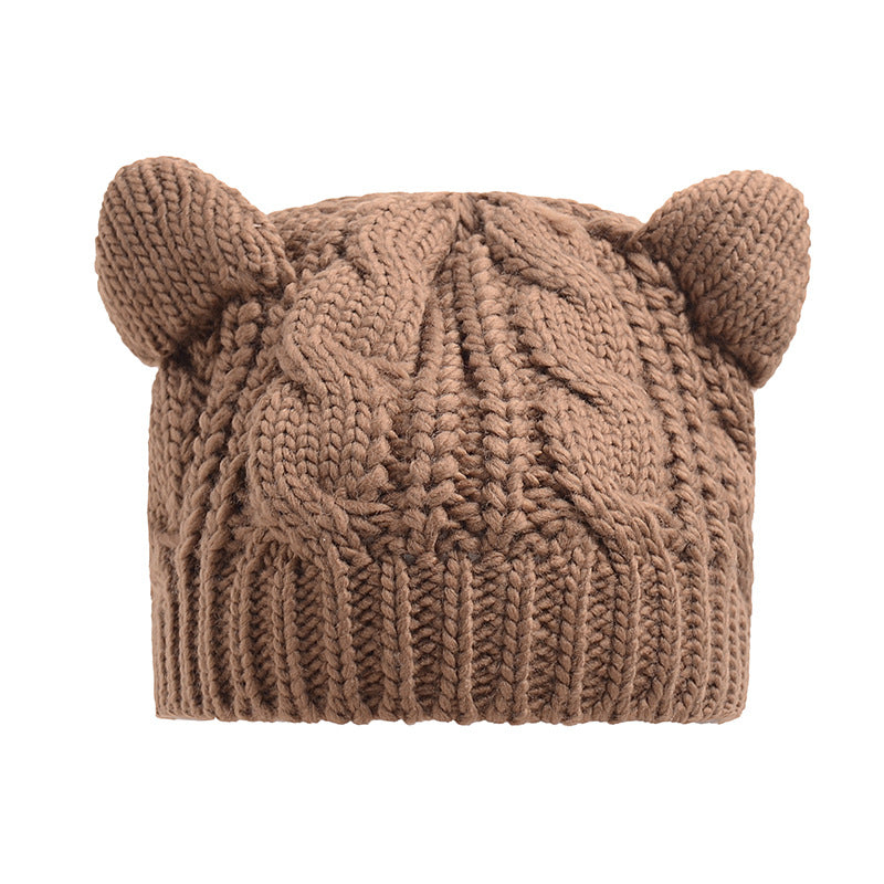 Gorro de Tricô 3D com Orelhas de Gato Artesanal - Inverno