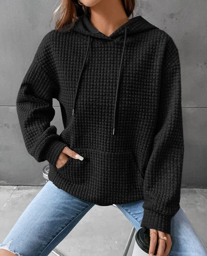 Suéter Solto Casual de Manga Longa Liso Feminino