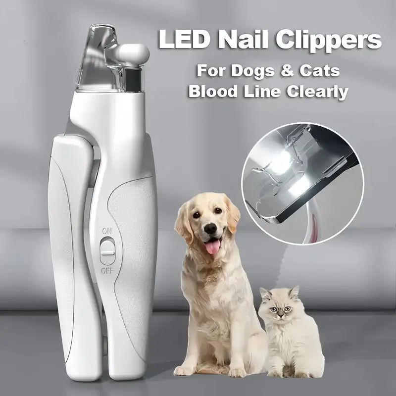 Cortador de Unhas Recarregável com Luz e Lâminas de Precisão para Cães e Gatos