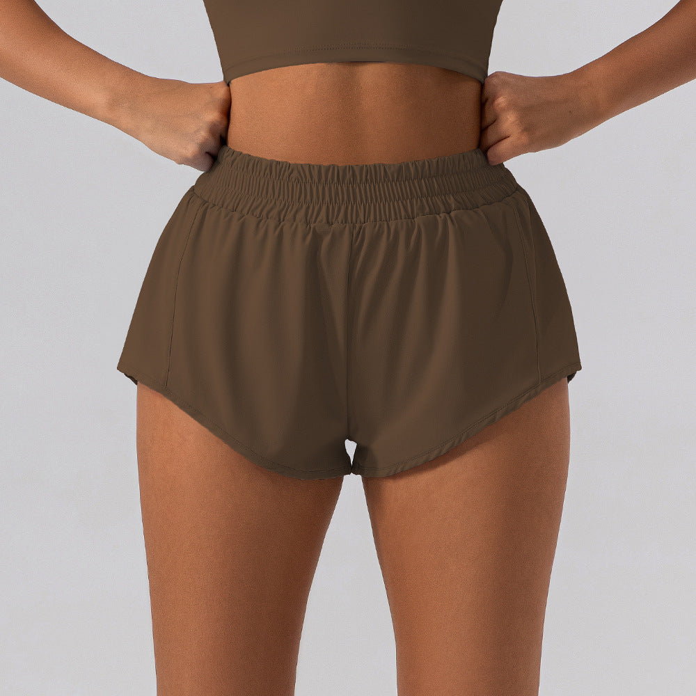 Short de Yoga Solto de Cintura Alta Feminino