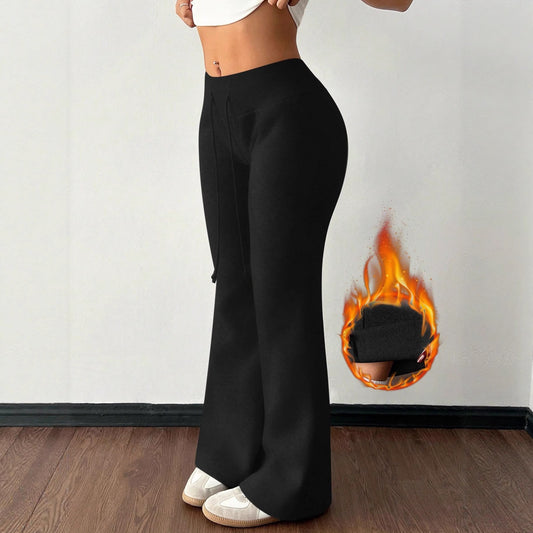 Calça de Moletom com Forro de Fleece de Cintura Alta Lisa