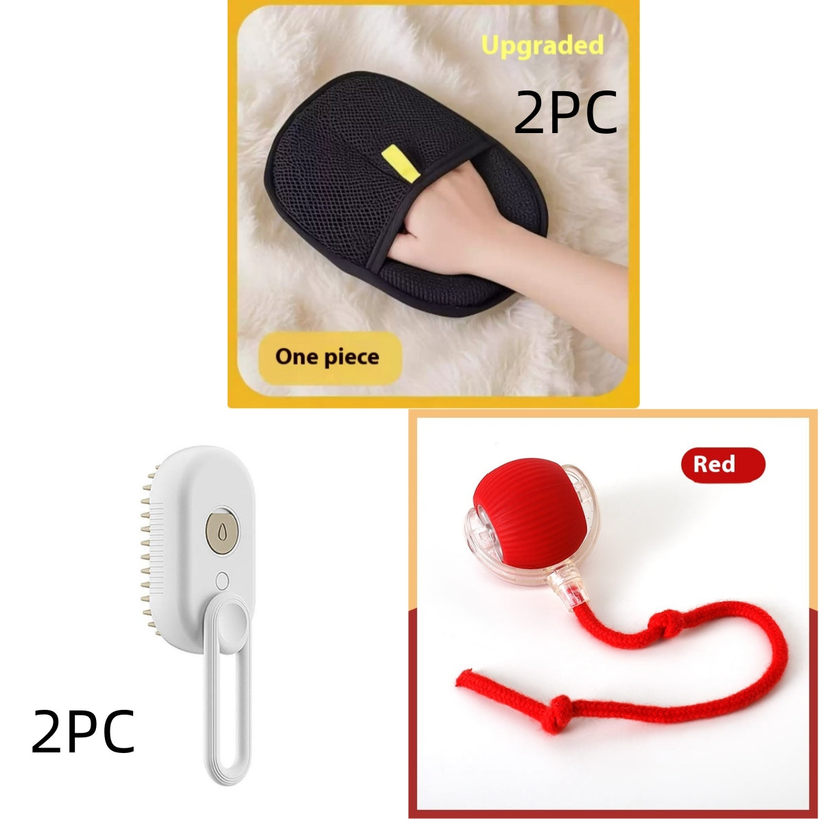 Escova a Vapor 3 em 1 com Spray Elétrico para Gatos e Cães - Massagem e Remoção de Pelos