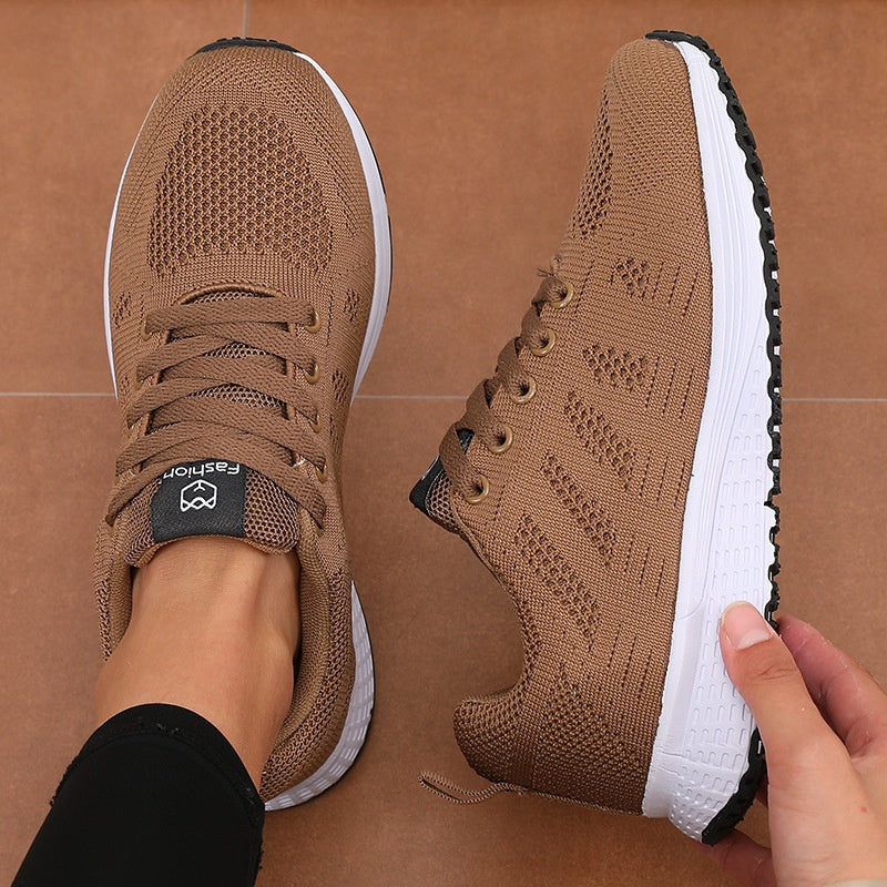 Tênis Feminino Plus Size de Malha Flyknit, Primavera e Outono