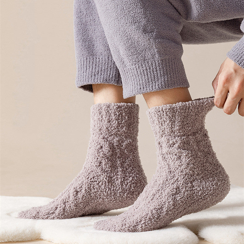 Meias de Coral Fleece Felpudas e Grossas para Casa - Inverno