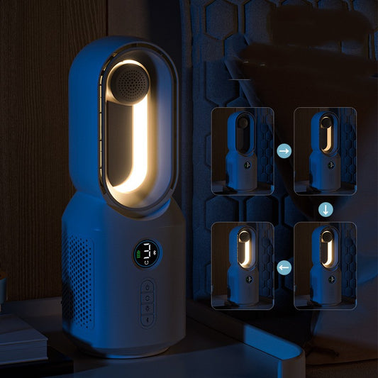 Ventilador sem Hélice com Caixa de Som e Luz LED