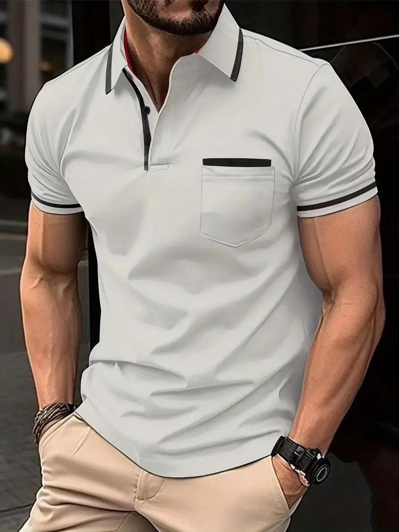 Camisa Polo Esportiva com Bolso e Botões Masculina - Verão