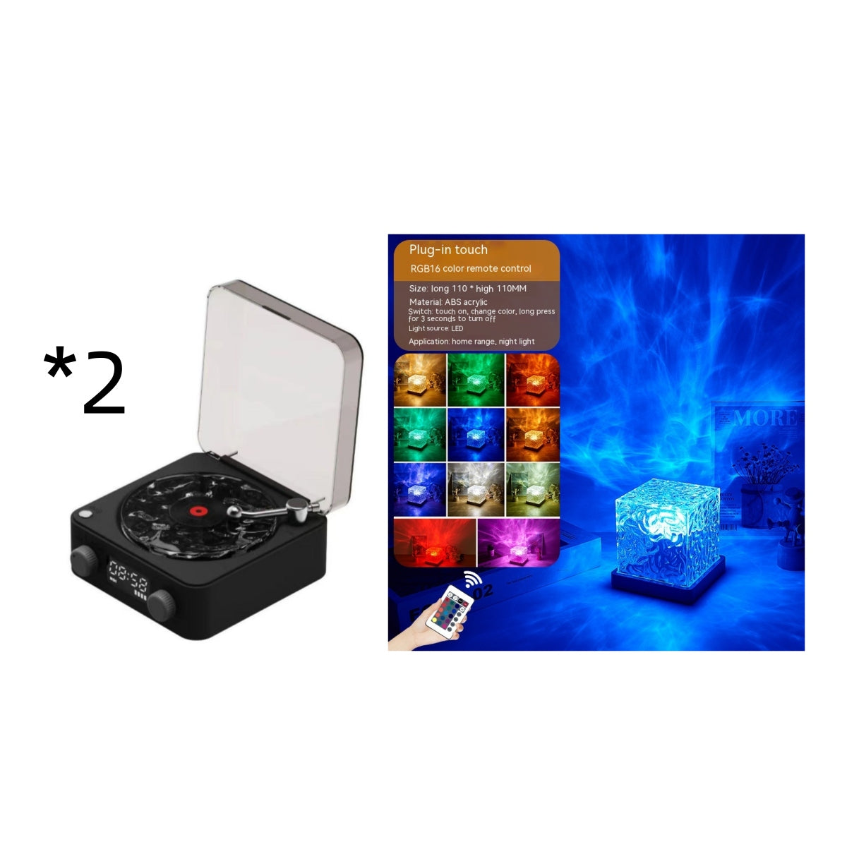 Caixa de Som Retrô Formato Vitrola com Luz RGB