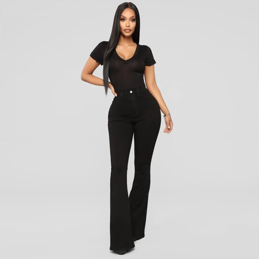 Calça Jeans Clássica Slim de Cintura Alta Feminina