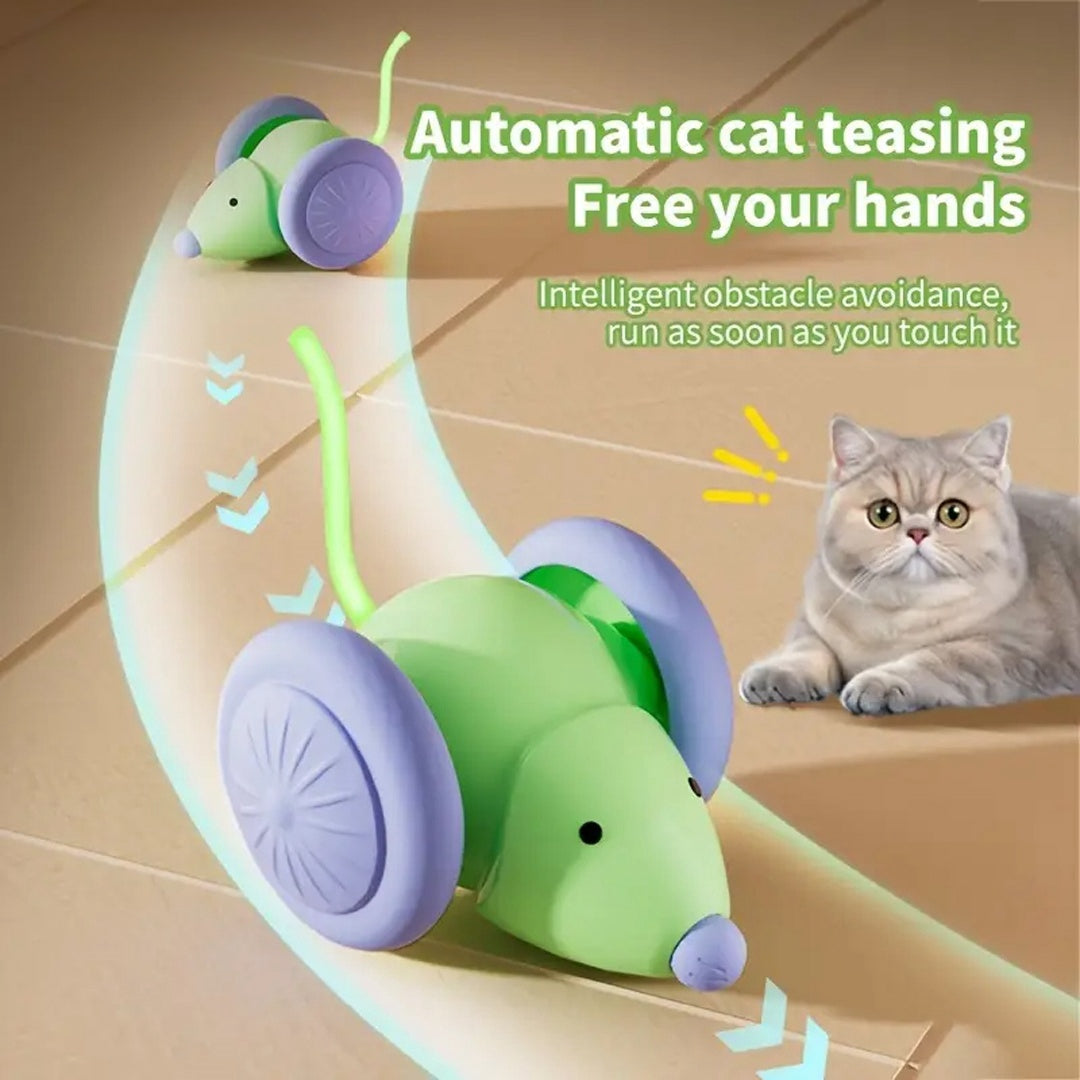 Carrinho de Rato Elétrico Inteligente com Desvio de Obstáculos para Gatos